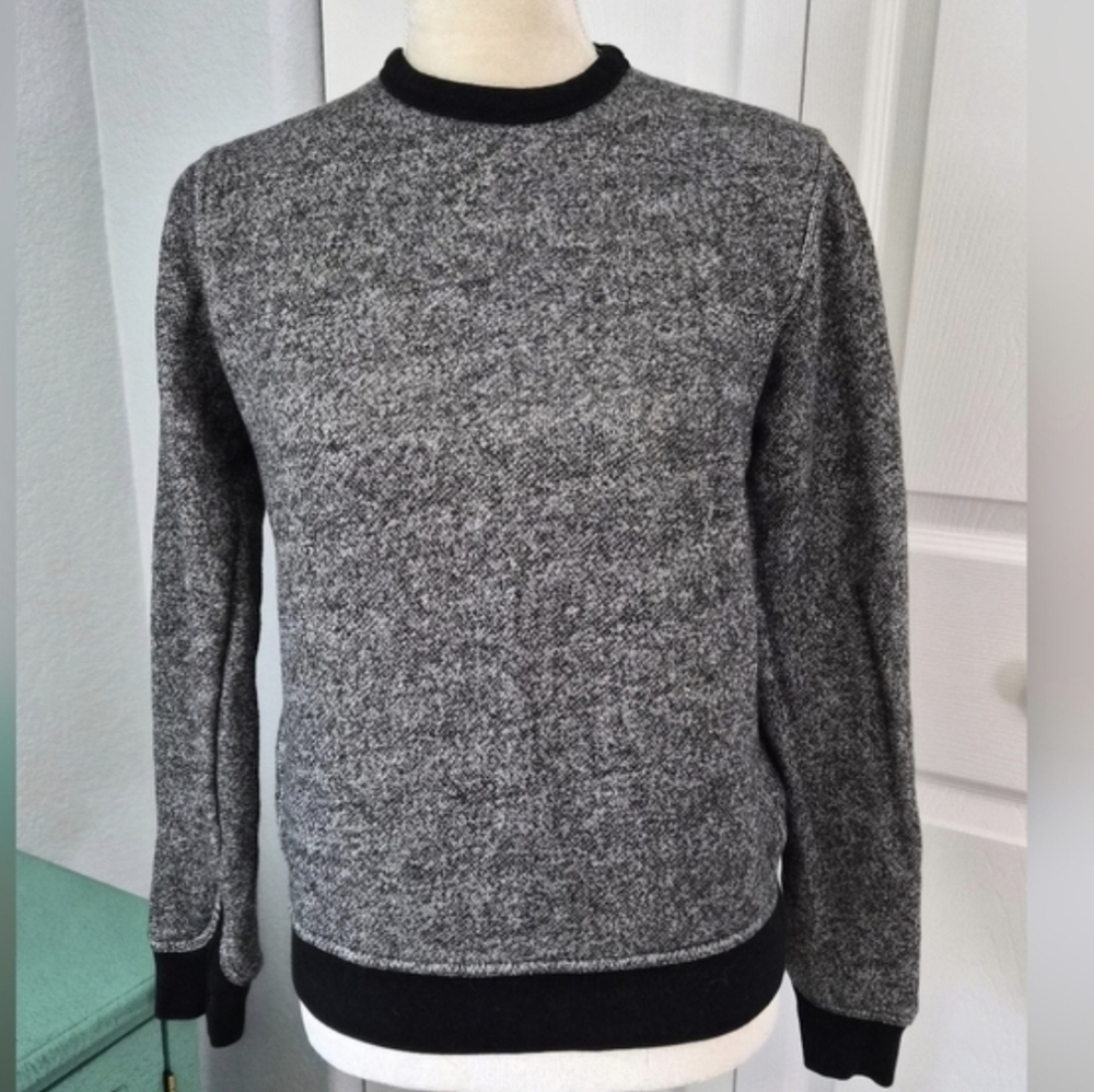 Alexander Wang Gray Marled Knit Sweatshirt Black Trim Crewneck Small